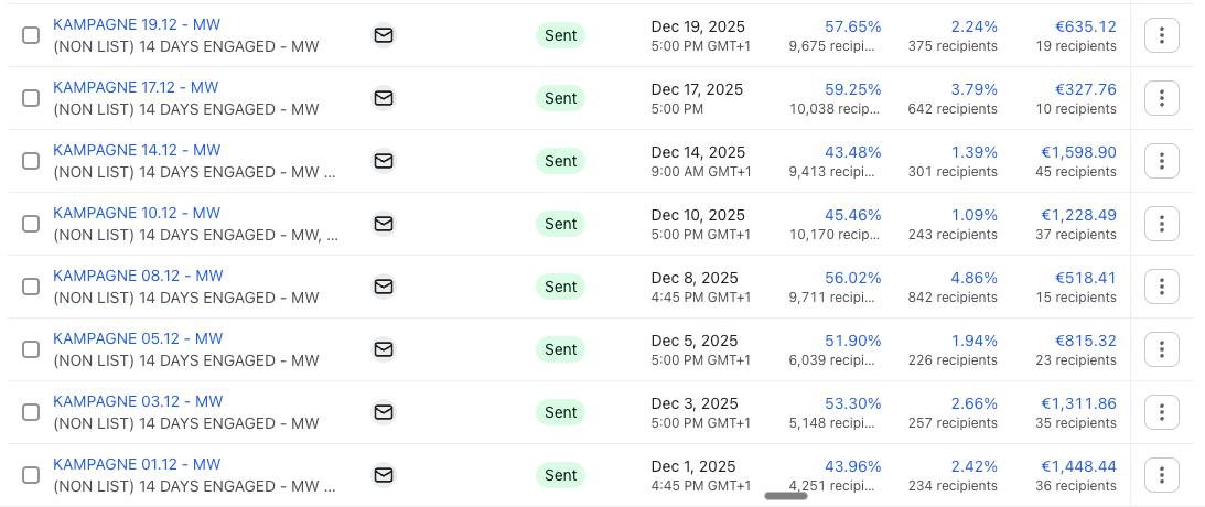 Kampagnen Performance Dezember